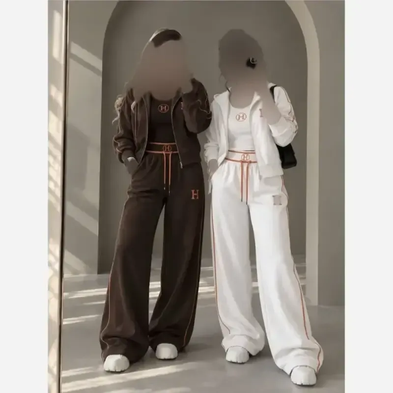 ست سه تیکه زنانه دورس دو نخ رویه و شلوار و تاپ رنگی سایز فری تا 46