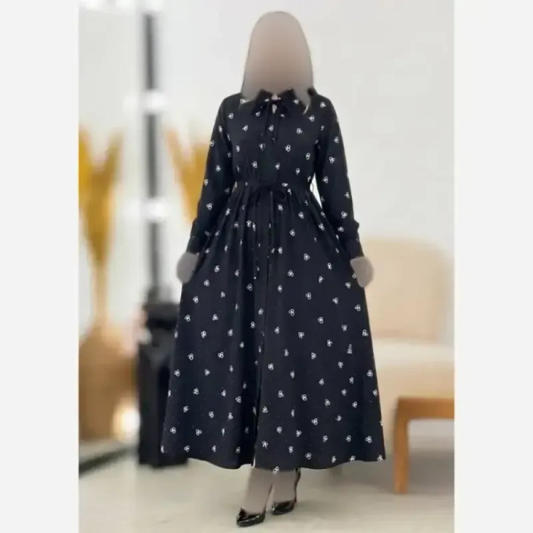 پیراهن زنانه مدل نازی جنس بوگاتی رنگ مشکی سایز فری 38 تا 46