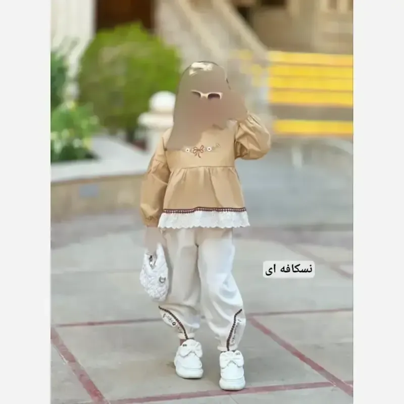 ست شومیز و شلوار کتان دخترانه باران سایز 40 تا 50