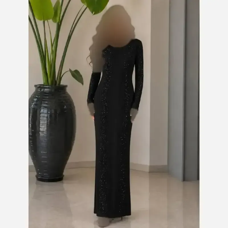 ماکسی مجلسی منجوق و نگین کاری شده چاکدار ریون کشی اعلا