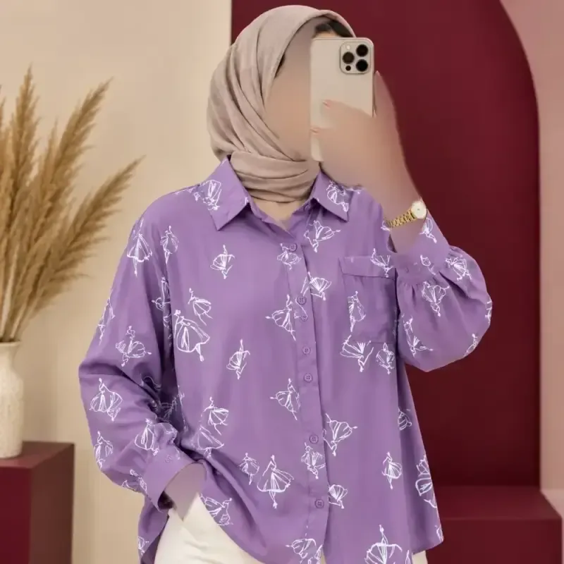 شومیز زنانه وارداتی نخ تایلندی مدل بالرین دکمه دار فری سایز