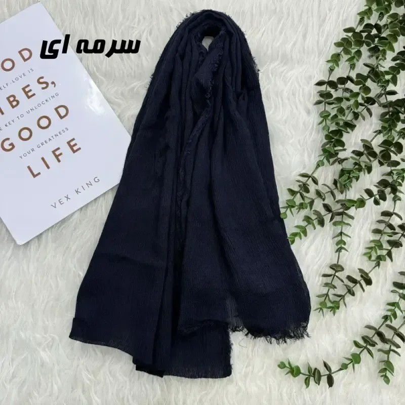 شال ساده دوردوز سوپر کنفی نخی قواره 185 در 60 سانت