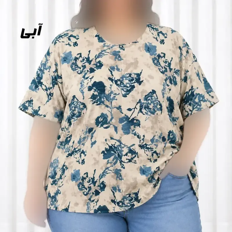 تیشرت زنانه سایز بزرگ جنس کرپ کمربنددار فری سایز مناسب تا سایز 50
