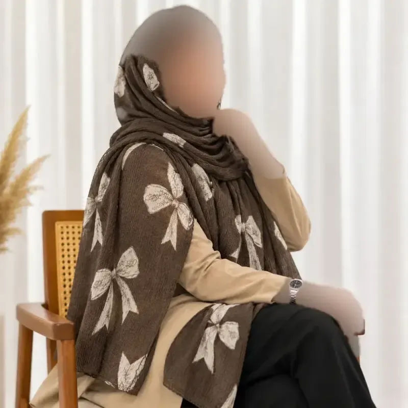 شال نخی برشکا پاپیون لمه مشکی روزمره قواره 184 در 67 سانت